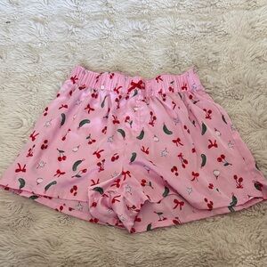 Wild Fable Pink Pajama Shorts with Cherry and Bow Print